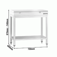 Table inox de découpe avec plan blanc - Profondeur 600 mm | Ggm - 700_1