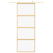Vidaxl porte coulissante doré 76x205 cm verre esg clair et aluminium 155178_1