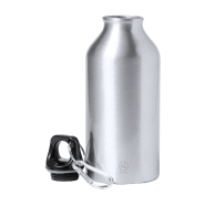 Gourde en aluminium recyclé - 400 ml avec mousqueton - couleur argentée_1