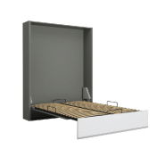 Armoire lit escamotable Aladyno gris mat - bandeau blanc mat - couchage 160*200 cm - ultra plate 30 cm d'épaisseur_1