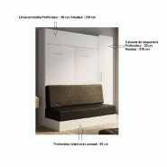 Composition lit escamotable Dynamo Sofa - Canapé noir 140x200 cm avec rangement - Blanc - L : 205 cm_1