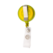 Porte-badges en plastique - bouton pression, cordelette télescopique et clip en métal - couleur jaune_1