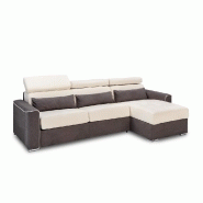 Canapé d'angle convertible express Canberra - Matelas 16 cm - Bicolore microfibre ivoire et gris anthracite - Fabrication italienne_1