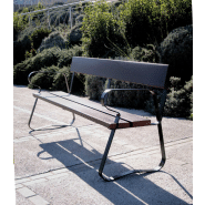 Banc public Madrid UM330 - acier traité Ferrus, bois tropical finition acajou_1