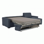 Canapé d'angle convertible Dreamer - ouverture express - sommier à lattes 140x197 cm - tweed bleu - matelas 16 cm_1