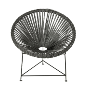 Fauteuil design Agafi en rotin noir - Forme œuf - Intérieur/Extérieur - Capacité 150 kg_1