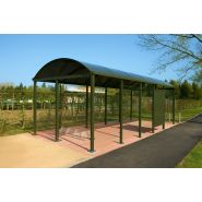 Abri vélo semi-ouvert Vision + - structure aluminium - bardage verre Securit - capacité 10 vélos