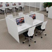 Bureau de call center version double 4 personnes. - Blanc, 4 places_0
