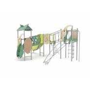 Structure multi-activités métallique Organik - LD1OR3081 - Ludoparc - 3 tours en inox avec planchers HPL_1