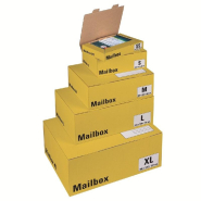 Boîte colis poste fermeture languettes 395x250x140mm jaune_1