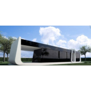 Studio jardin futuriste préfabriqué en acier, 43 m2 - ISK 37 Pods avec deux chambres et terrasses_1