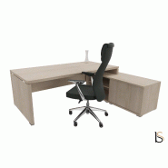 Bureau monochrome TAK avec rangement intégré - Mobel Linea - 185, Acacia clair, Droite_2