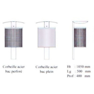 Corbeille de propreté ovale en acier anti-feu - Plein ou perforé - Milieu urbain - Capacité 50 L - LUCY_1