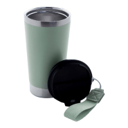 Mug thermos isotherme - double paroi en acier inoxydable recyclé - 430 ml avec sangle et couvercle_1