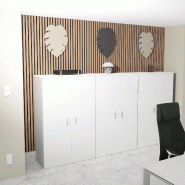 Armoire moyenne avec portes en bois - Mobel Linea - 100, Blanc pastel_1