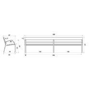 Banc public Modo 08 - 300 cm - Bois exotique - Pieds en fonte ductile - Visserie inox_1