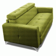 Canapé convertible Suède 140 cm - Ouverture Express - Sommier lattes Renatonisi - Matelas 16 cm - Tissu tweed vert_1