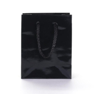 Sac Luxe pelliculé noir 11x6x14cm - par 12 - poignée cordelière, finition glossy, fond cartonné_1