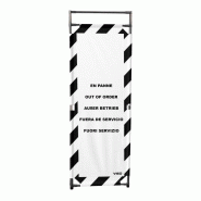 Barrière d'intervention 1 panneau - rayé Noir / Blanc (En panne) / 1800 / INOX 304_1