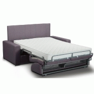 Canapé-lit convertible Normandie - CanapExpress - Tête de lit intégrée - Matelas Memory 22 cm - Tweed violet - 120 cm_1