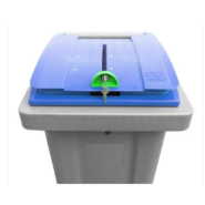 Conteneur 120 L Tri Sélectif Papier Confidentiel - PEHD injecté - Norme EN 840 - Serrure clé plate - 2 roues 200 mm - Coloris Anthracite/Bleu_1