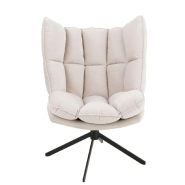 Fauteuil relax pivotant Pietra - tissu écru - design contemporain avec piètement étoile en métal noir_1