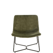 Chaise lounge RATRI - velours vert olive, pieds métal noir - style industriel_1
