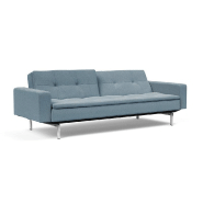 Canapé convertible design Dublexo Chrome avec accoudoirs - Lit 115x210 cm - Pieds chromés - Tissu Soft Indigo_1