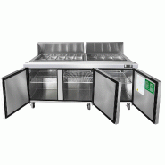 Saladette réfrigérée tropicalisée 18 GN1/6 positive avec plan de travail 3 portes 600L ATOSA_1