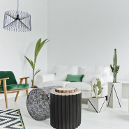 Tabouret rondins de bois noir_1
