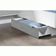 Tiroir de lit 160cm Vironi blanc et béton - Design moderne et robuste_1