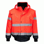 Blouson Bomber  3-en-1 Haute Visibilité Bicolore - Orange/Marine / L_1
