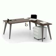 Bureau avec retour Pigreco - MARTEX - 140, Blanc, Anthracite, Droite_1