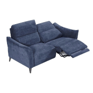 Canapé 2 places RELAX électrique ATTITUDE - Têtière réglable à 10 crans - Tissu chenillé bleu nuit_1