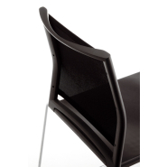 Chaise Fil Acier Chromé Line - Référence 8450 SR A - Dossier résille noire - Assise polypropylène noire - Empilable par 10_1