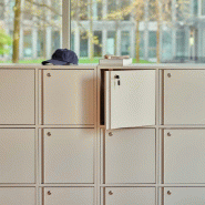 Meuble vestiaires 6 ou 8 cases - MDD - Beige, A clé, 2 x 3 cases, Petits pieds avec vérins_1