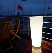 Grand Pot rond DIVIN avec éclairage - Hauteurs 800, 1000, 1190mm - Largeurs 400, 500, 610mm - Polyéthylène, Résistant aux UV et chocs, Fabrication française_1