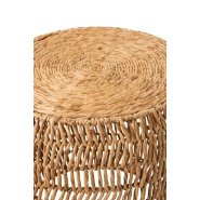 Set table basse ronde NEA avec 2 tabourets en jacinthe d'eau naturelle - style bohème_1