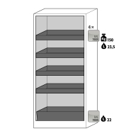 Armoire de sécurité Q-CLASSIC-90 modèle Q90.195.090.FU.WDAS - Réf 37585-040-37610 - Type 90 - Certifiée NF EN 14470-1 et FM 6050_1