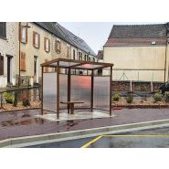 Abri bus Medium - Modulaire et personnalisable avec bois, verre et métal_1