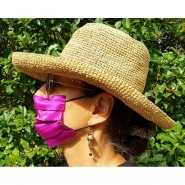 Masque lavable en satin de soie uni - fuchsia - 100% soie - 2 couches - Réf : 30271.01.6_1