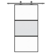 Vidaxl porte coulissante noir 102,5x205 cm verre trempé aluminium 155203_1