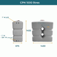 Cuve 1000l Aérienne De Récupération D'eau - Réservoir Compact Gris - Elbi Cpn1000_1