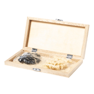 Jeu d'échecs en bois - plateau pliable avec 32 pièces - couleur blanc - 130 gr_1