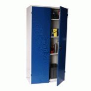 Armoire haute d'atelier - portes battantes pleines ou transparentes - 5 tablettes réglables - 200 kg par tablette_1