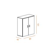 Armoire mi-haute à portes battantes Casta - L80 x H121 cm - Rangement 3 niveaux, bois mélaminé_1
