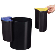 MODULTRI - Corbeille de tri sélectif 25L - Noir / Bleu / Jaune - Polystyrène antichoc recyclable - 3 compartiments_1