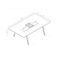 Table de coworking FIVE-A - 2 à 6 personnes avec passage de câbles et structure trapézoïdale_1