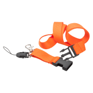 Tour de cou double - Mousqueton en métal et cordelette pour portable - Polyester - Couleur orange_1