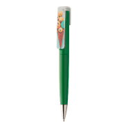 Stylo à bille twist en plastique - large clip pour impression - encre bleue - couleur verte_1